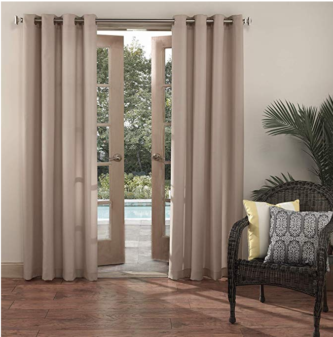 Sun Zero Beacon Woven Indoor Outdoor UV Protectant Grommet Curtain Panel